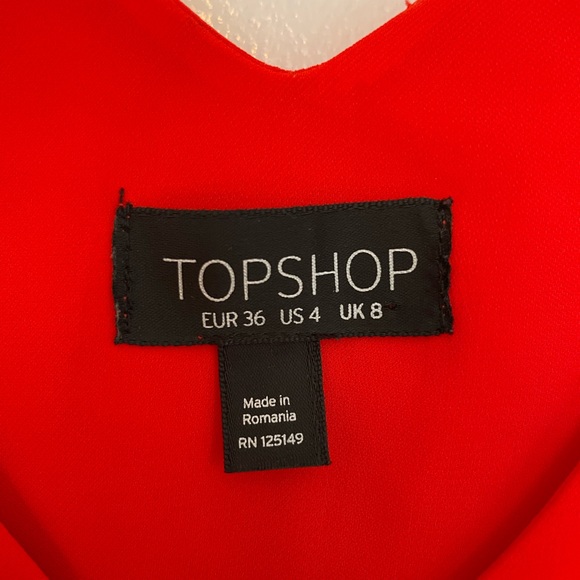 TOPSHOP V-Front Cami Top in Red Size 4 - Picture 2 of 2